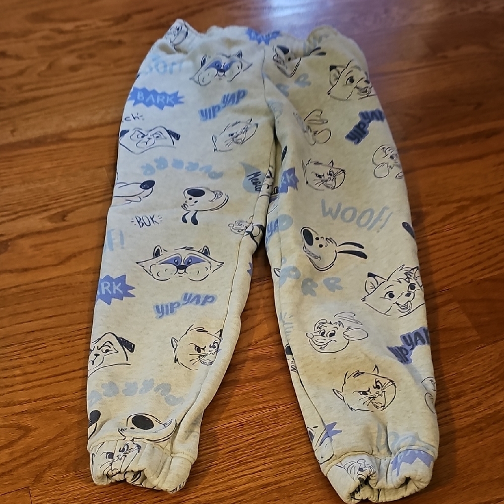 Children's Light Gray & Blue Dog Print Joggers